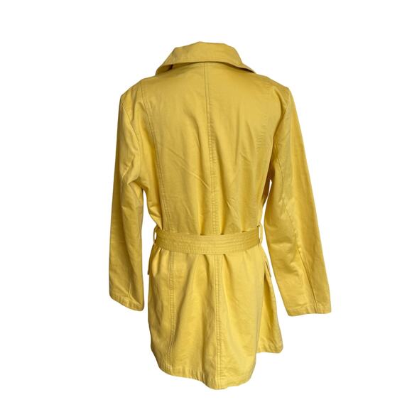 Relativity Trench Coat Large Yellow Rain Jacket Overcoat Classic Belt Pockets - Picture 5 of 9